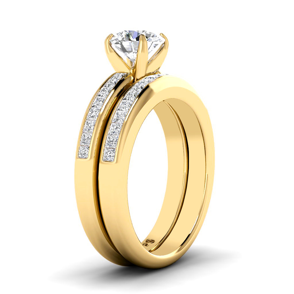 1.20-2.35 CT Princess & Round Cut Diamonds - Bridal Set