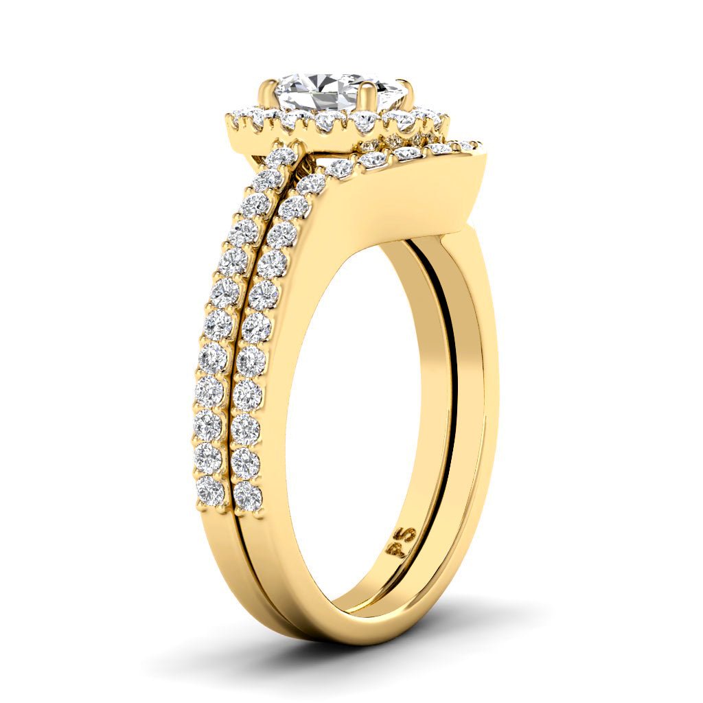 1.10 - 2.25 CT Oval & Round Cut Natural Diamonds - Bridal Set - Primestyle.com