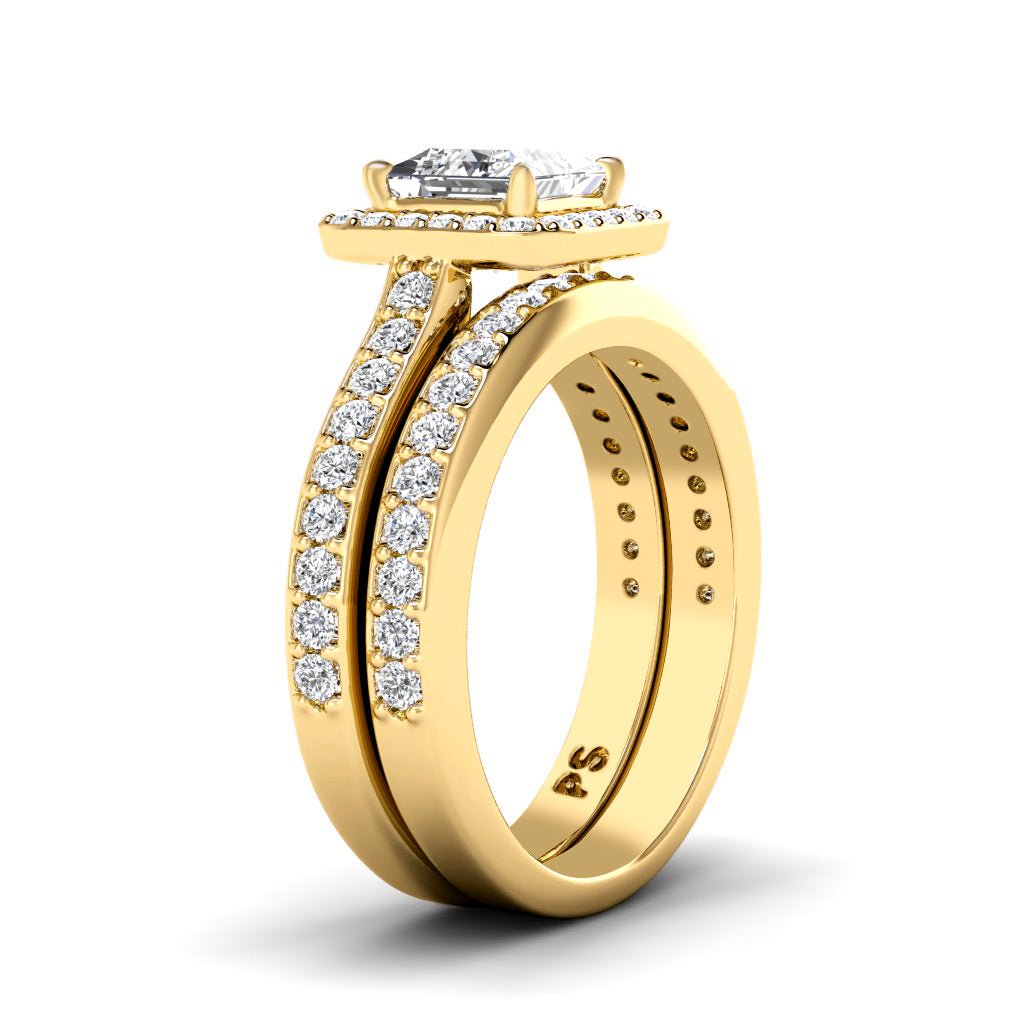 1.05 - 2.20 CT Princess & Round Cut Natural Diamonds - Bridal Set - Primestyle.com