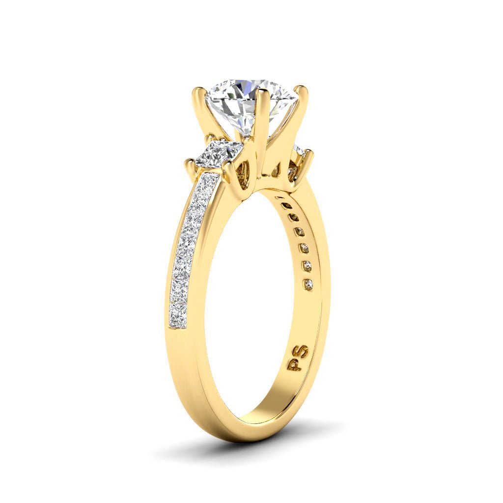 1.10-2.25 CT Princess & Round Cut Natural Diamonds - Engagement Ring