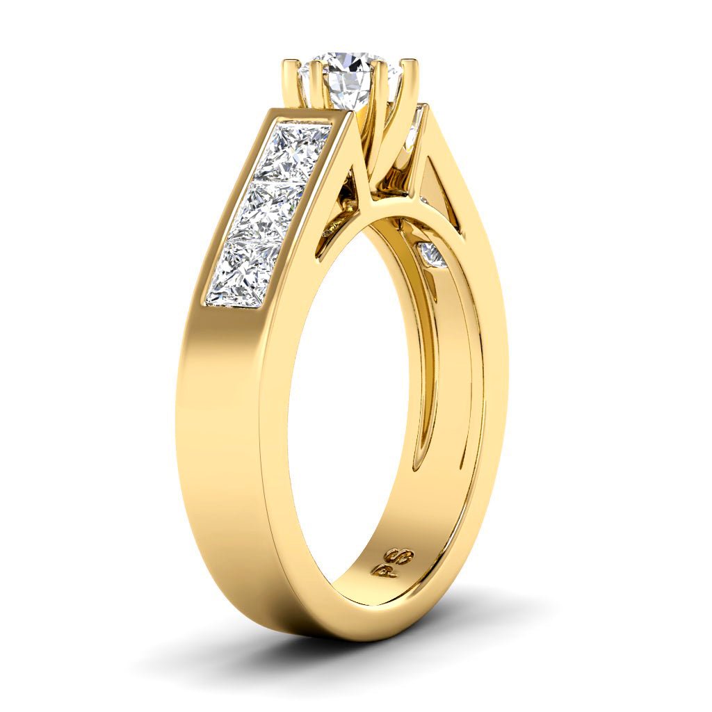 1.40 - 2.55 CT Princess & Round Cut Natural Diamonds - Engagement Ring - Primestyle.com