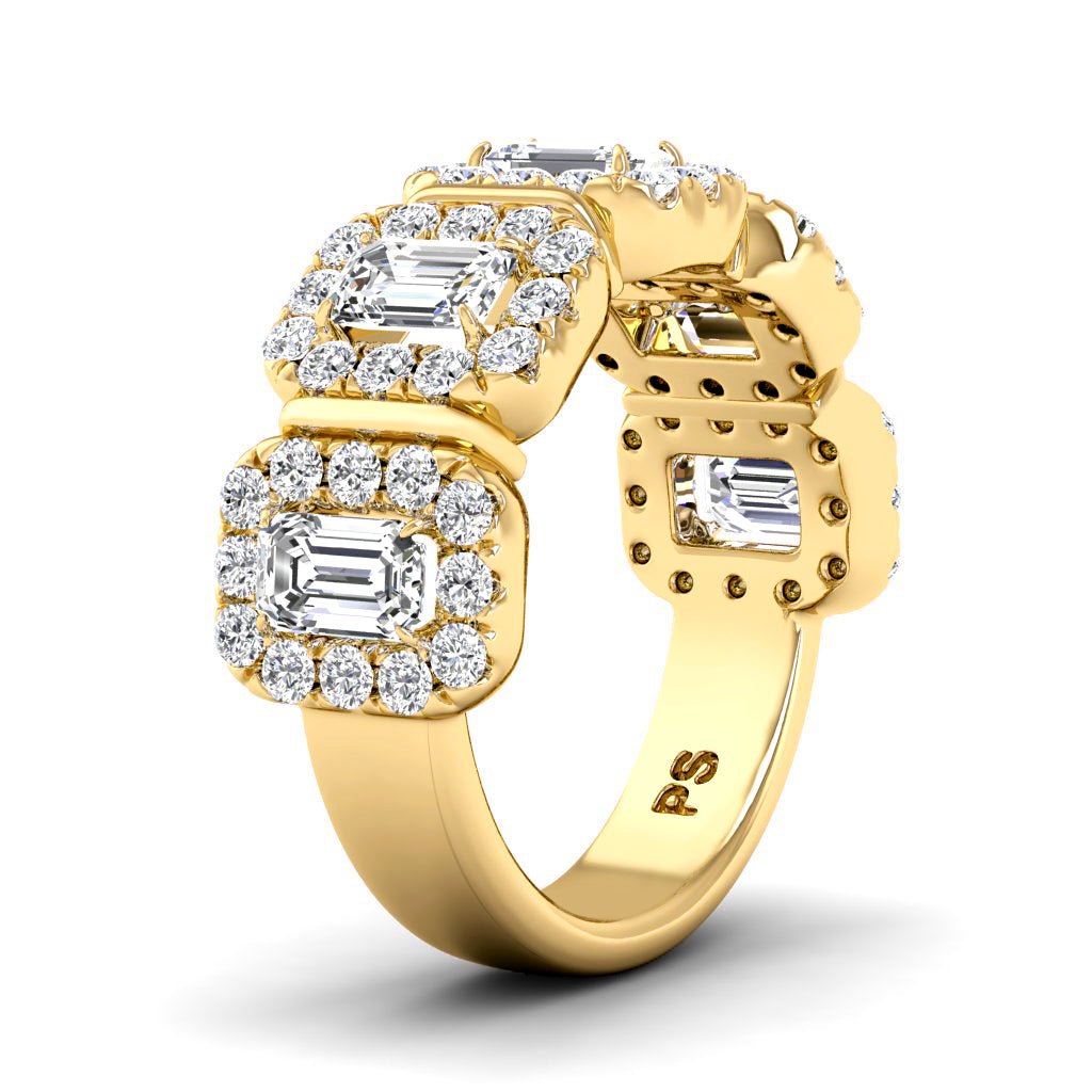 2.20 CT Emerald & Round Cut Natural Diamonds - Wedding Band - Primestyle.com