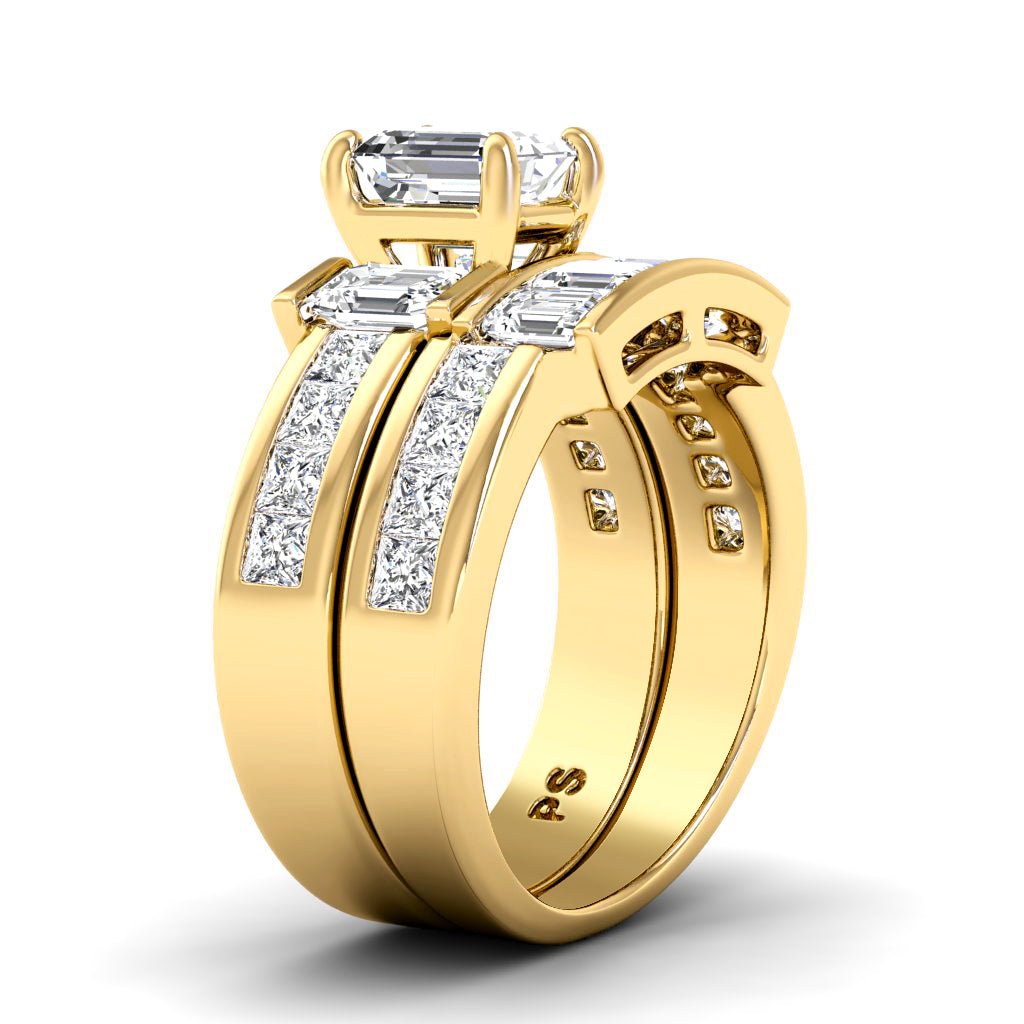 3.05 - 4.20 CT Emerald & Princess Cut Natural Diamonds - Bridal Set - Primestyle.com