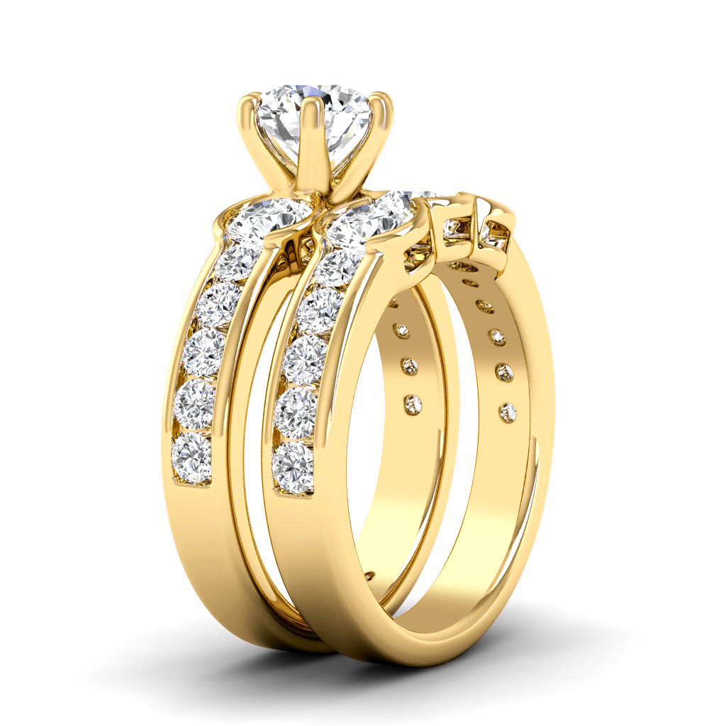 2.30-3.45 CT Round Cut Natural Diamonds - Bridal Set