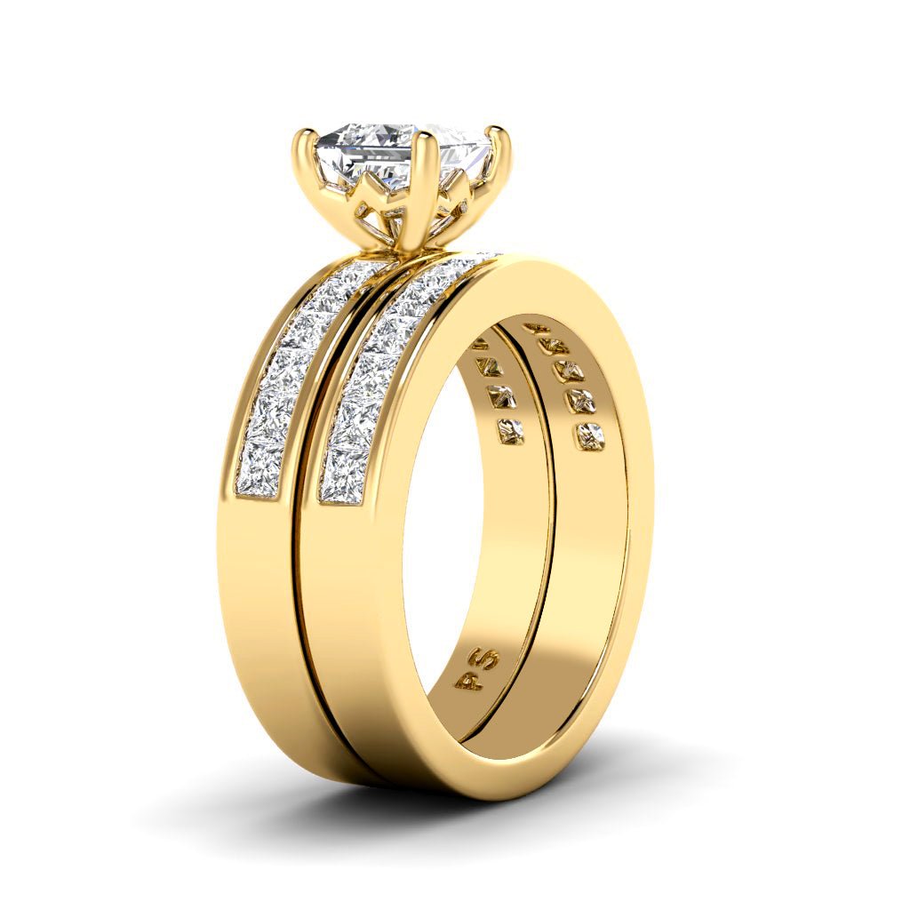 2.10 - 3.25 CT Princess Cut Natural Diamonds - Bridal Set - Primestyle.com