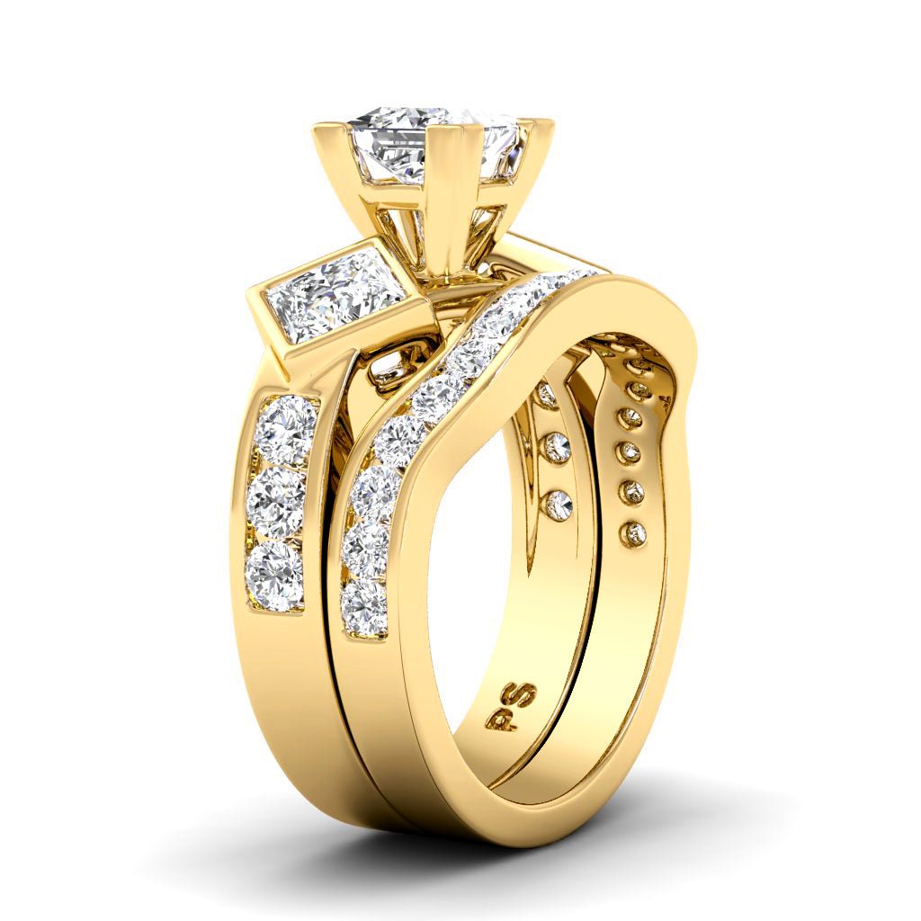 2.15 - 7.65 CT Princess & Round Cut Diamonds - Bridal Set - Primestyle.com