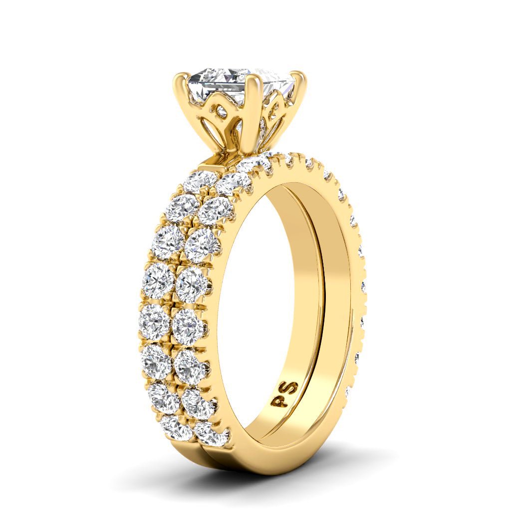 1.90 - 7.40 CT Princess & Round Cut Diamonds - Bridal Set - Primestyle.com