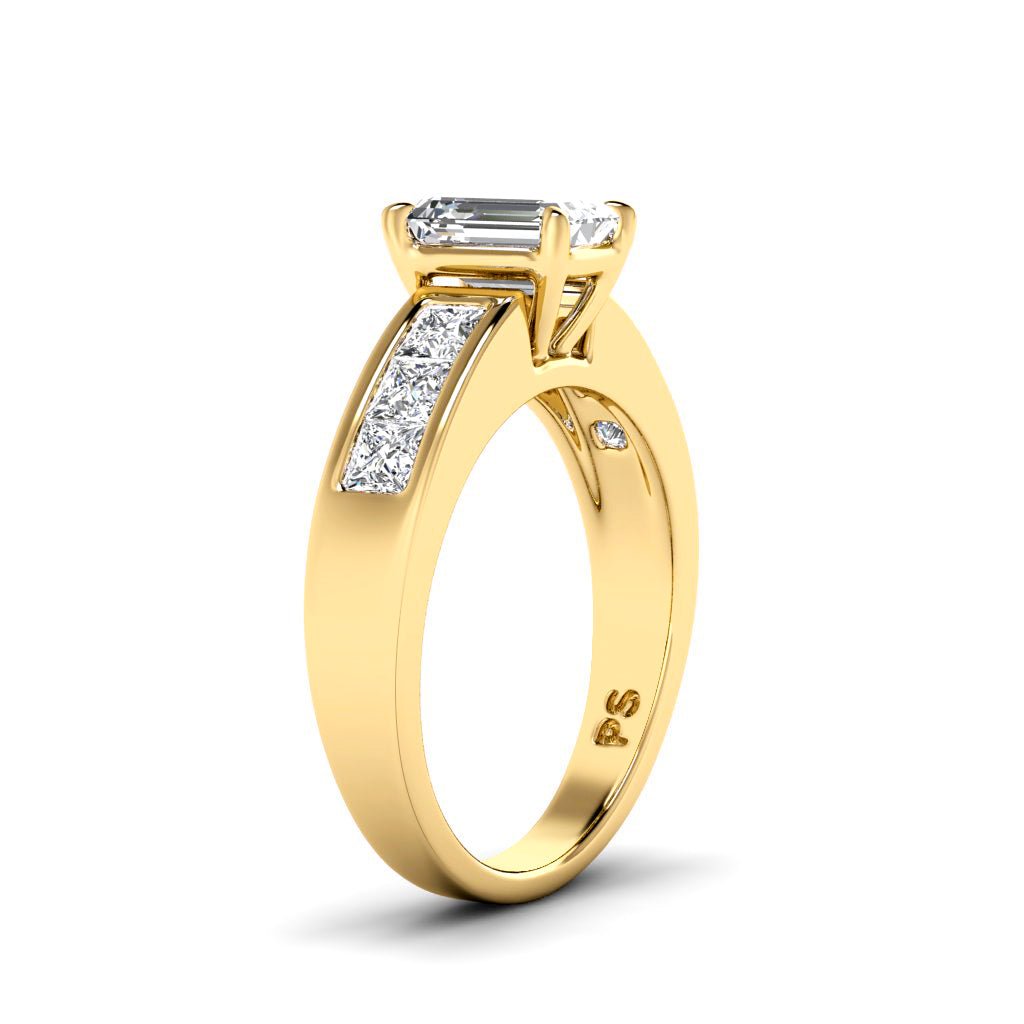 1.15 - 2.30 CT Emerald & Princess Cut Natural Diamonds - Engagement Ring - Primestyle.com