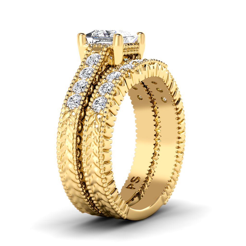 1.15 - 6.65 CT Princess & Round Cut Diamonds - Bridal Set - Primestyle.com