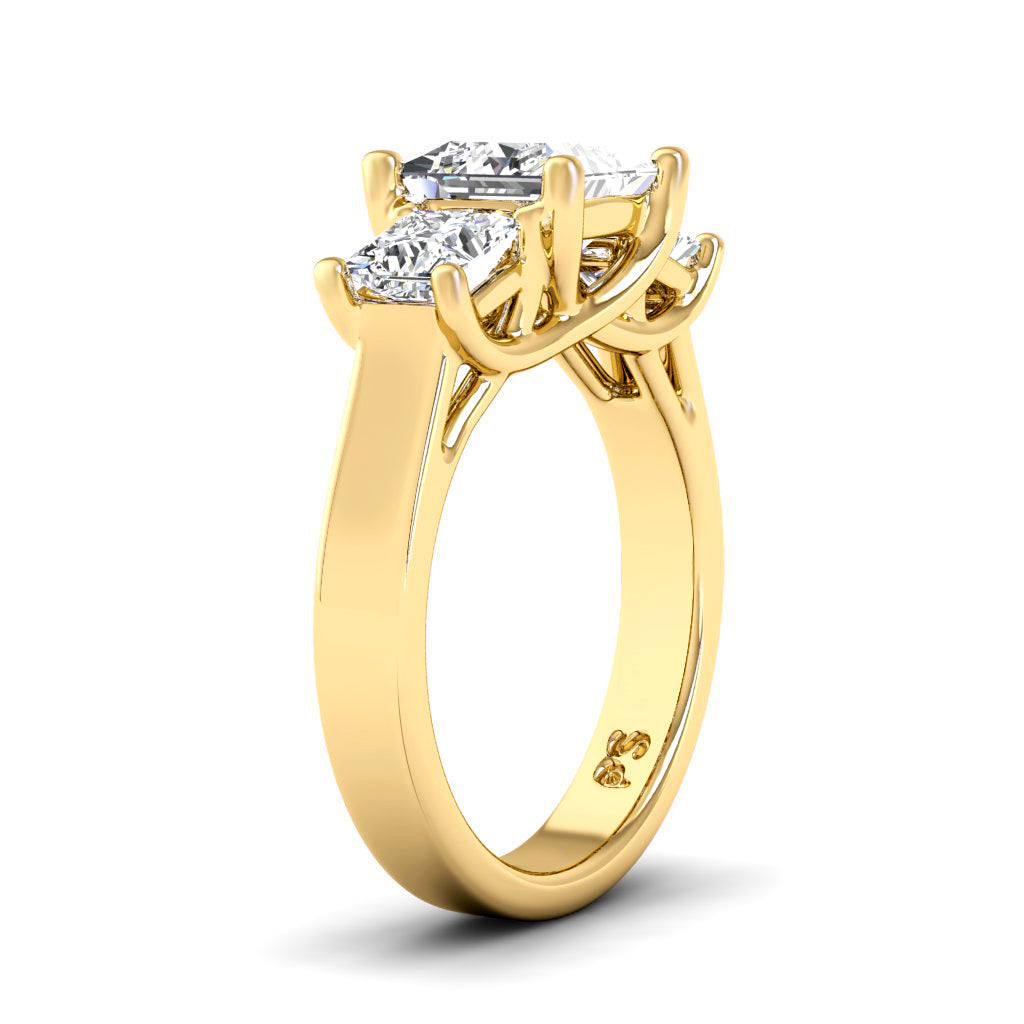 0.90 CT Princess Cut Lab Grown Diamonds - Three Stone Ring