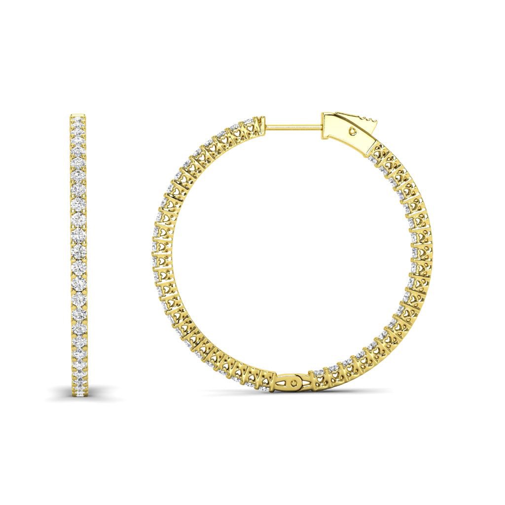 4.00-7.00 CT Round Cut Natural Diamonds - Hoop And Drop Earrings