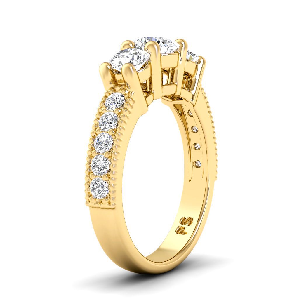 1.30 CT Round Cut Natural Diamonds - Three Stone Rings - Primestyle.com