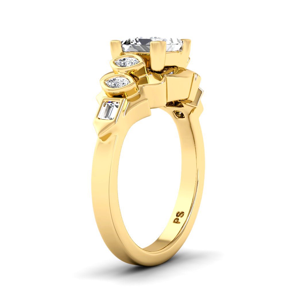 0.60-1.75 CT Baguette & Marquise & Princess Cut Natural Diamonds - Engagement Ring