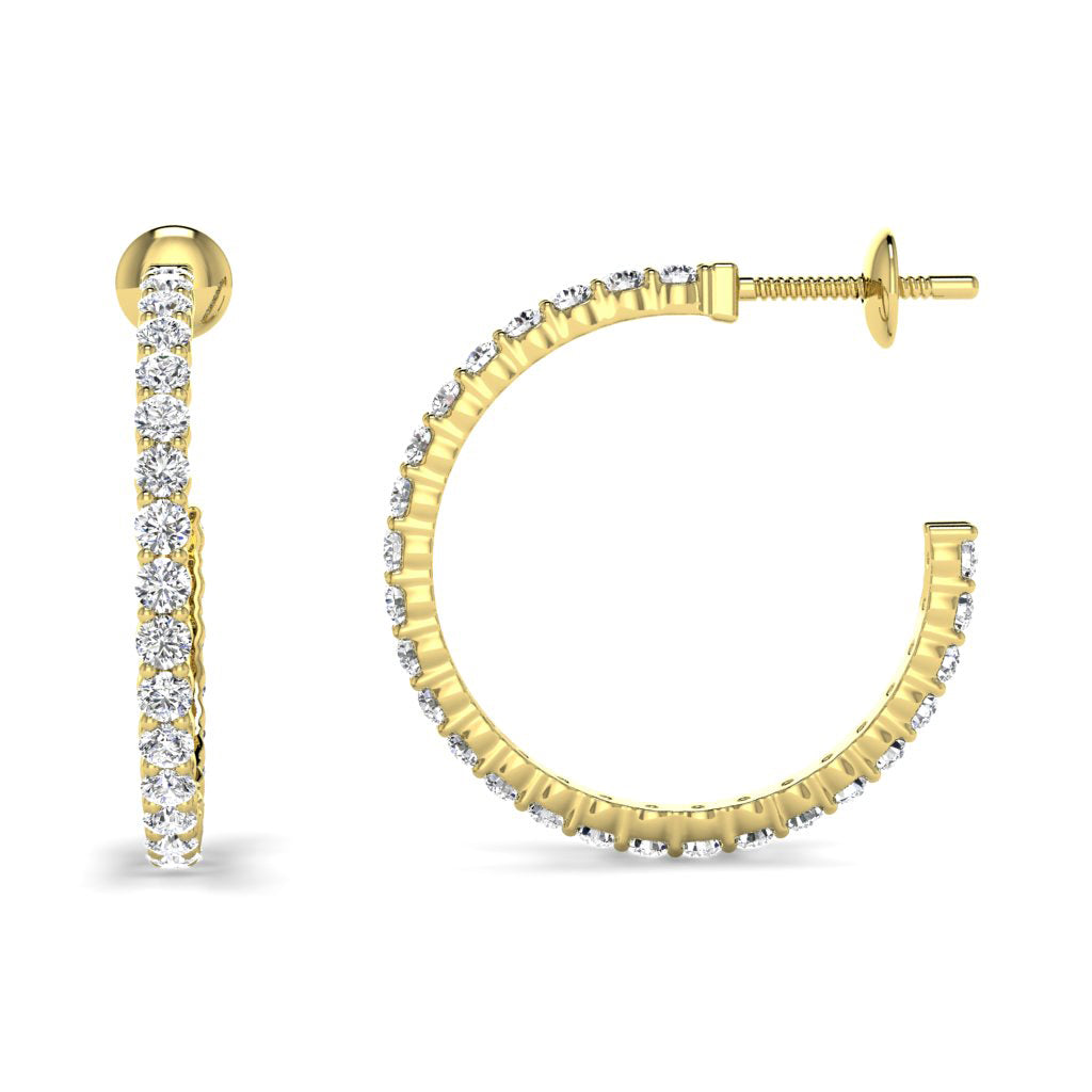 0.75-1.50 CT Round Cut Diamonds - Hoop Earrings