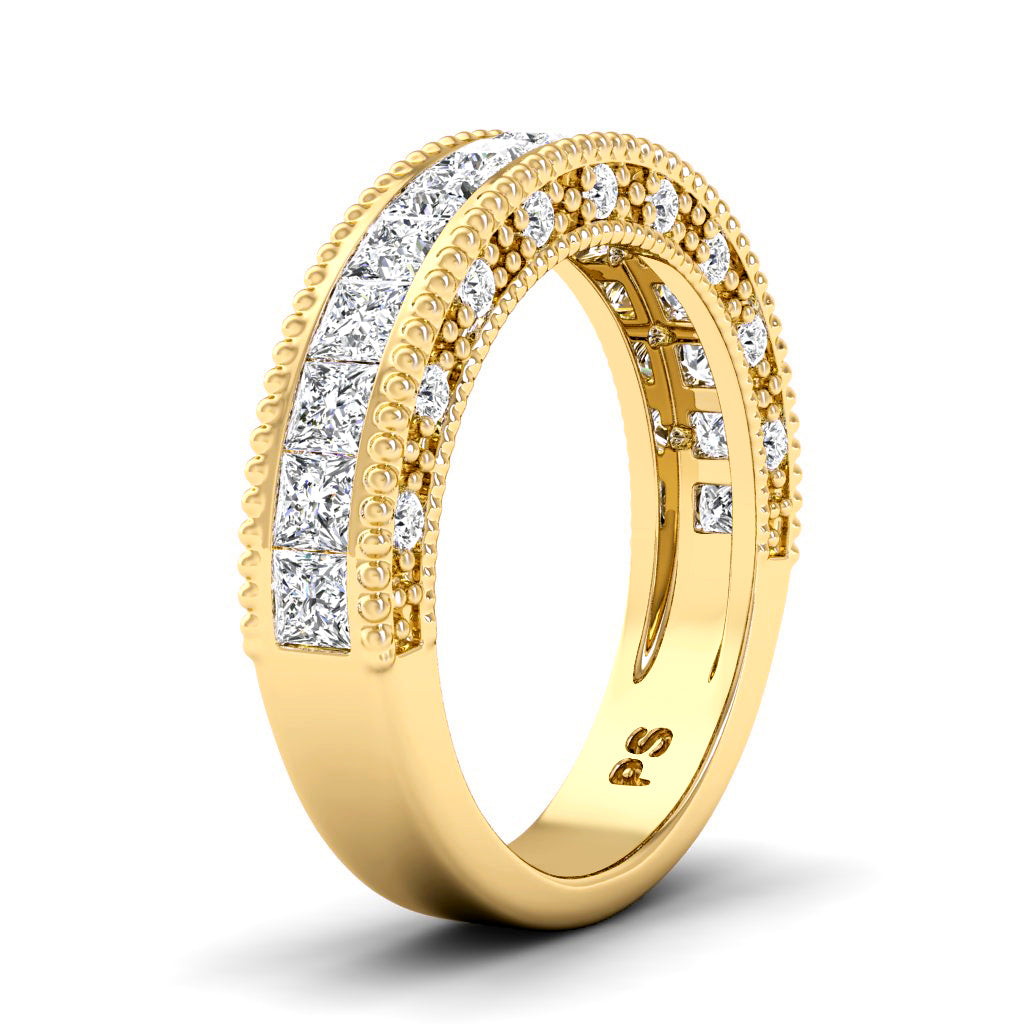 1.50 CT Princess & Round Cut Natural Diamonds - Wedding Band