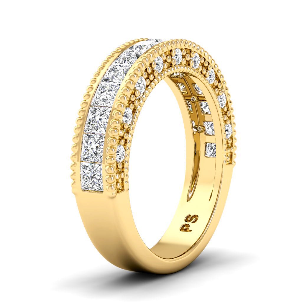 1.50 CT Princess & Round Cut Natural Diamonds - Wedding Band - Primestyle.com