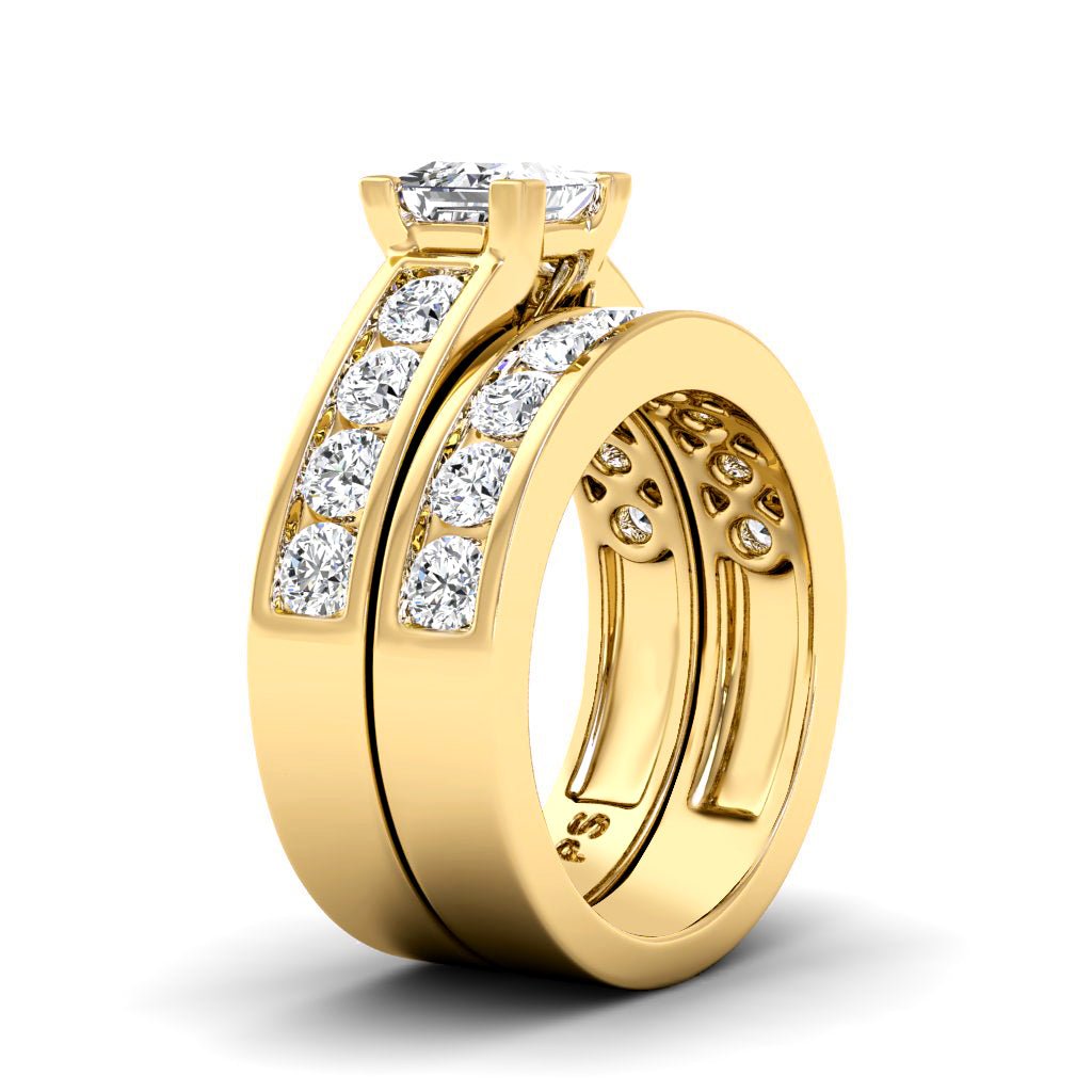 2.10-7.60 CT Princess & Round Cut Diamonds - Bridal Set