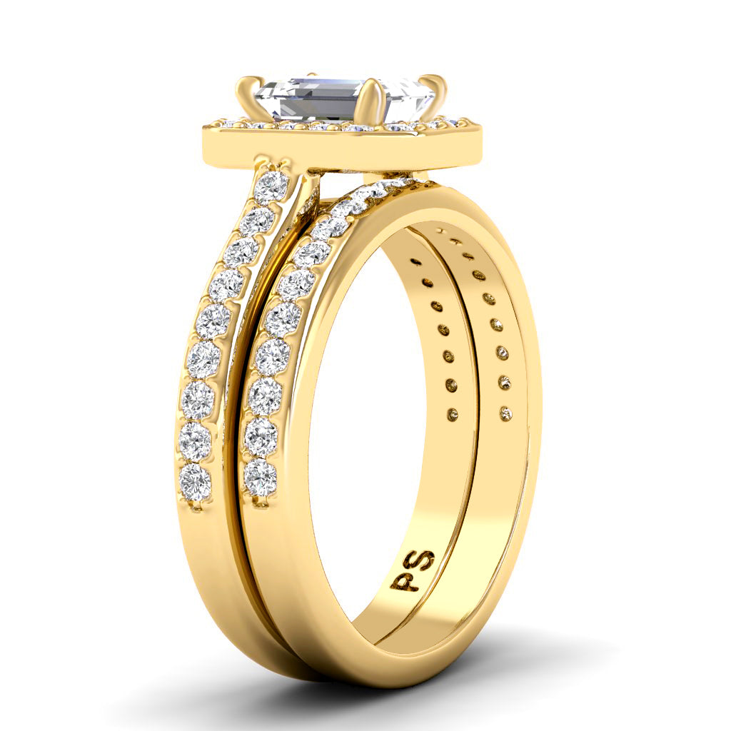 0.90-2.05 CT Round & Emerald Cut Diamonds - Bridal Set