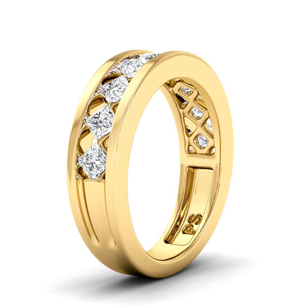 0.90 CT Princess Cut Natural Diamonds - Wedding Band