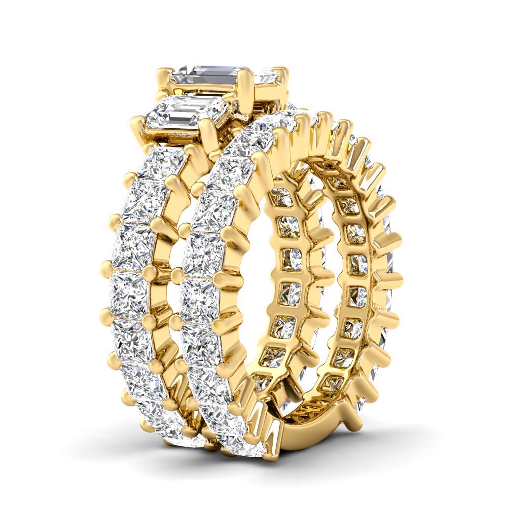 5.20 - 10.70 CT Emerald & Princess Cut Diamonds - Bridal Set - Primestyle.com