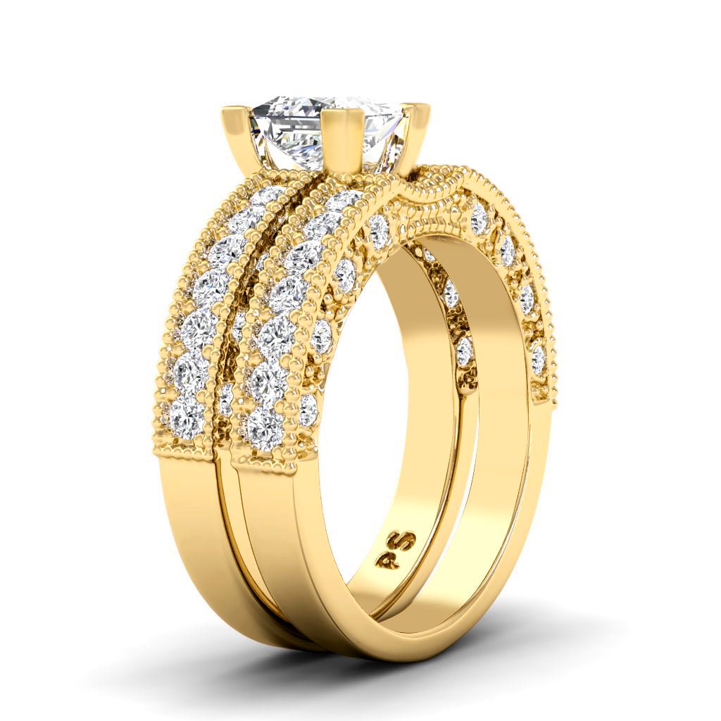 1.60-7.10 CT Princess & Round Cut Diamonds - Bridal Set