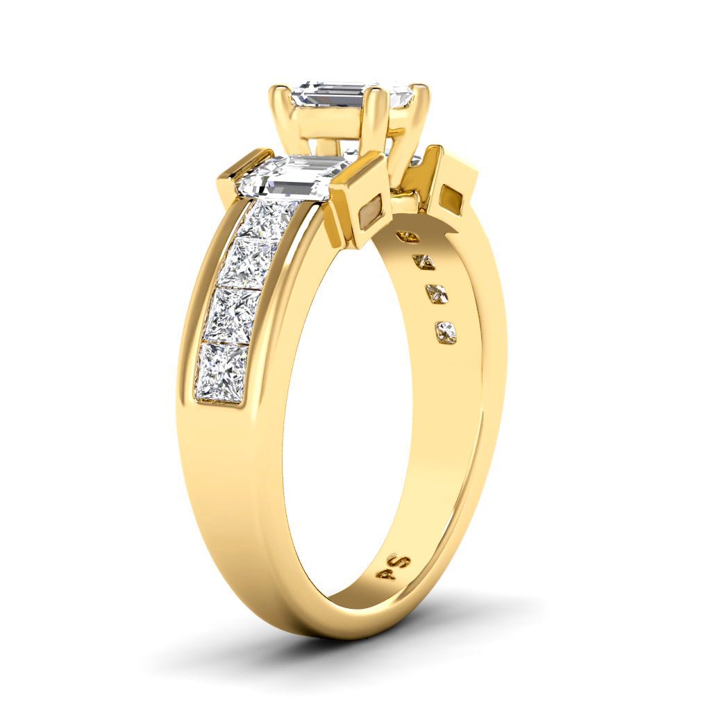 1.65 - 2.80 CT Emerald & Princess Cut Natural Diamonds - Engagement Ring - Primestyle.com