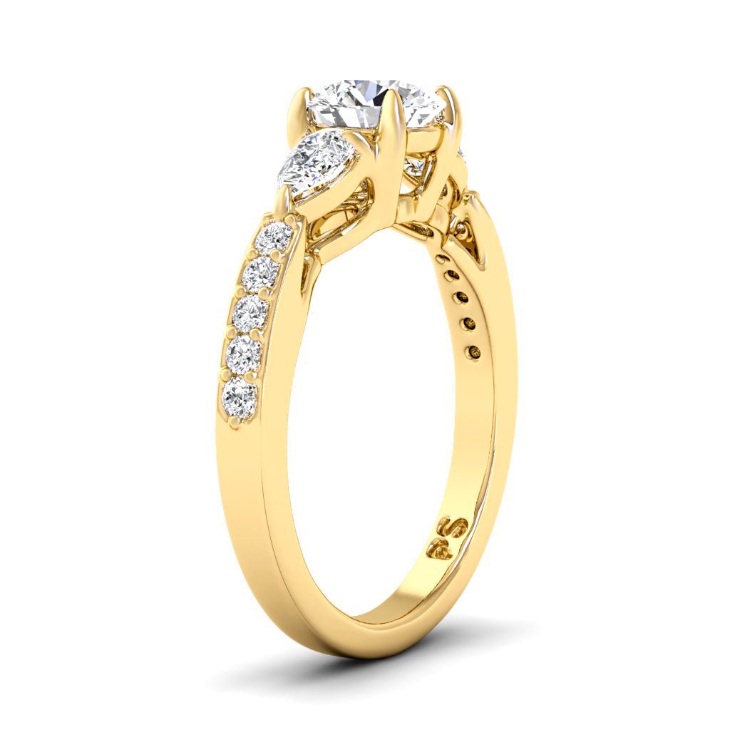 0.85-2.00 CT Pear & Round Cut Natural Diamonds - Engagement Ring