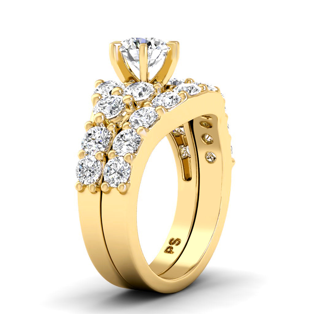 2.90-4.05 CT Round Cut Natural Diamonds - Bridal Set