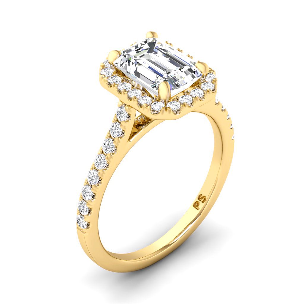 0.95-6.45 CT Emerald & Round Cut Diamonds - Halo Rings