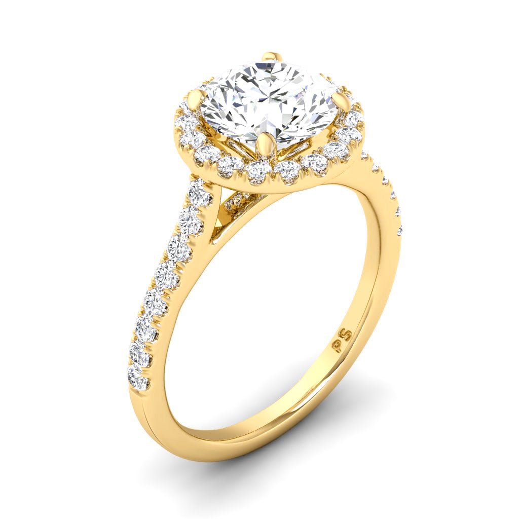 0.95 - 3.45 CT Round Cut Lab Grown Diamonds - Halo Ring - Primestyle.com