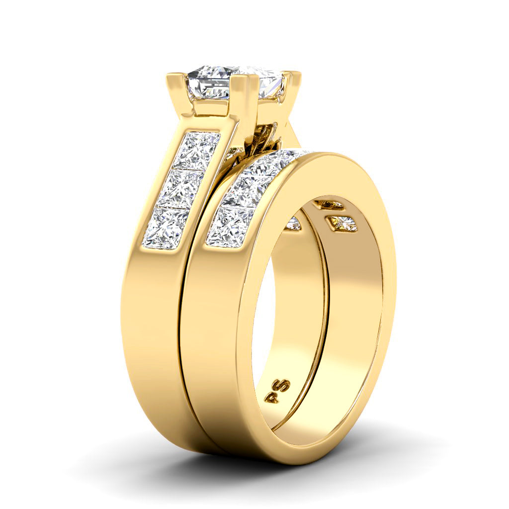 2.60-3.75 CT Princess Cut Natural Diamonds - Bridal Set