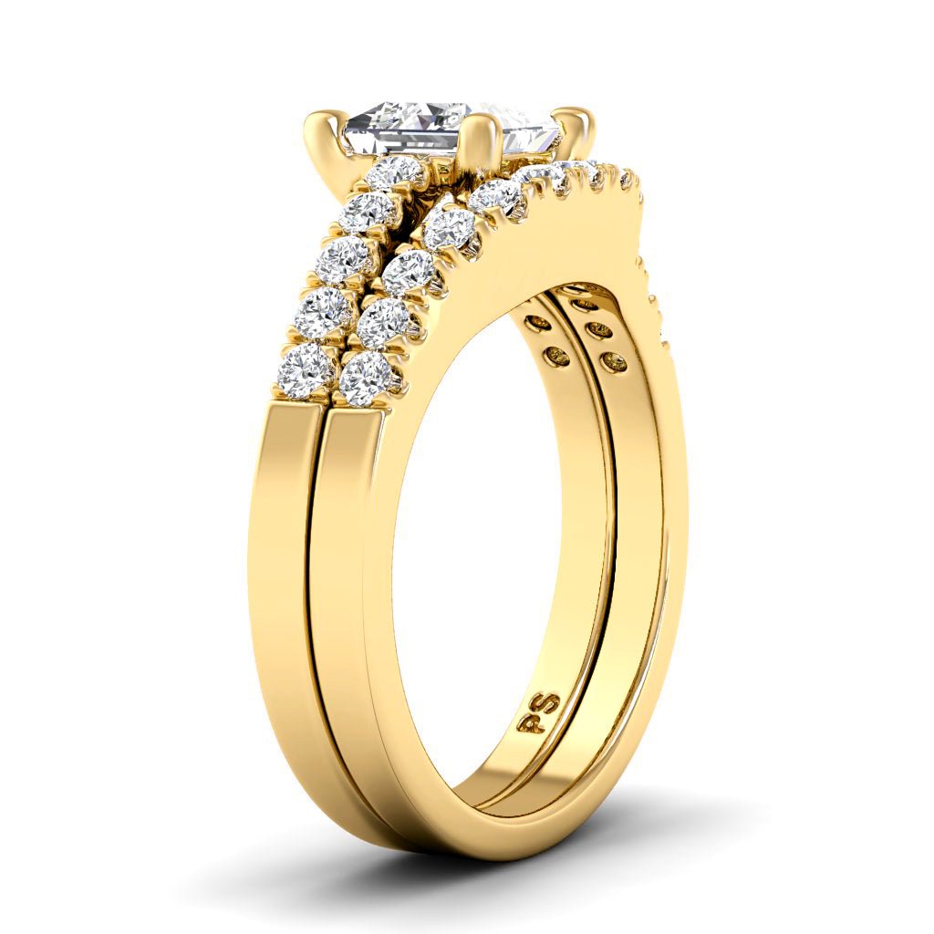 0.90 - 2.05 CT Princess & Round Cut Natural Diamonds - Bridal Set - Primestyle.com