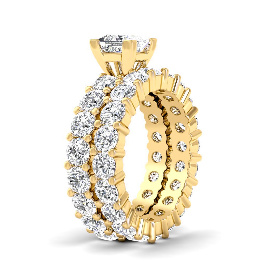 5.65 - 6.80 CT Princess & Round Cut Natural Diamonds - Bridal Set - Primestyle.com