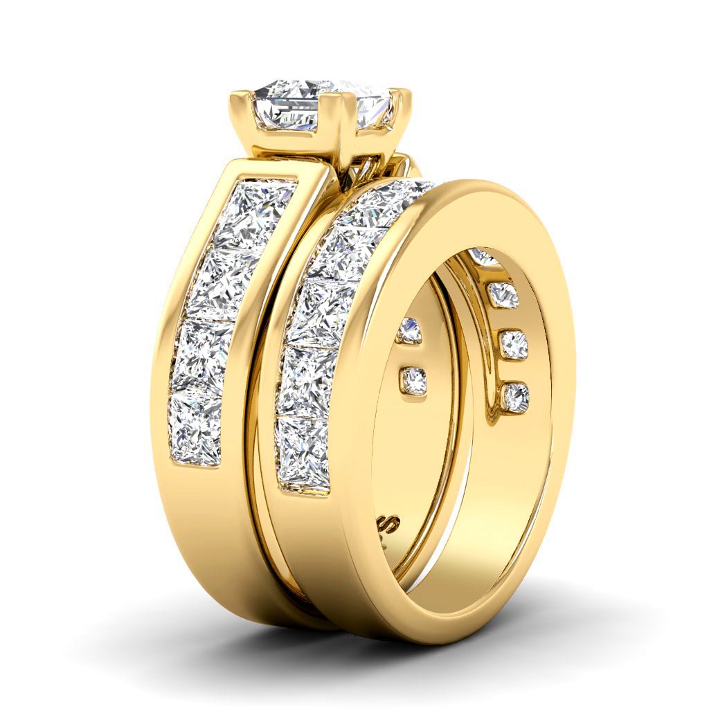 5.25 - 6.40 CT Princess Cut Natural Diamonds - Bridal Set - Primestyle.com