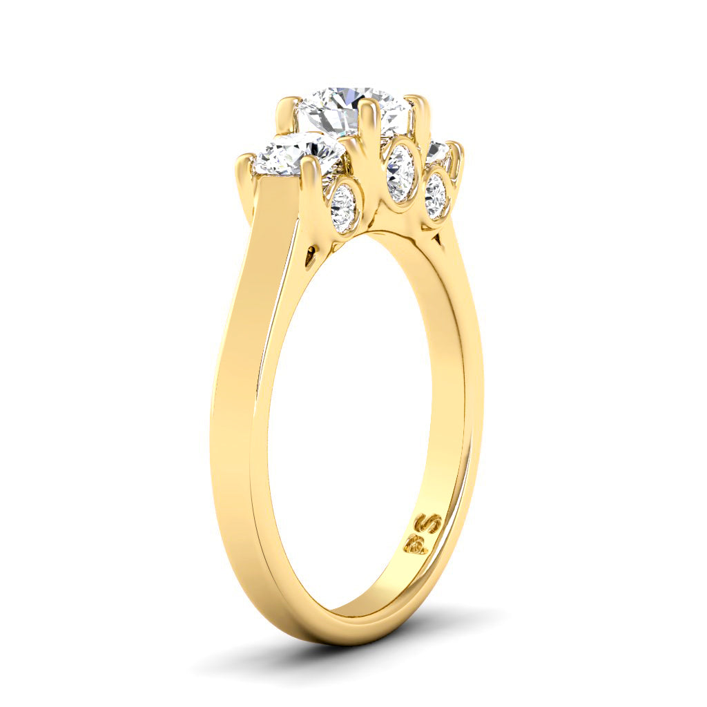 1.30 CT Round Cut Lab Grown Diamonds - Three Stone Ring