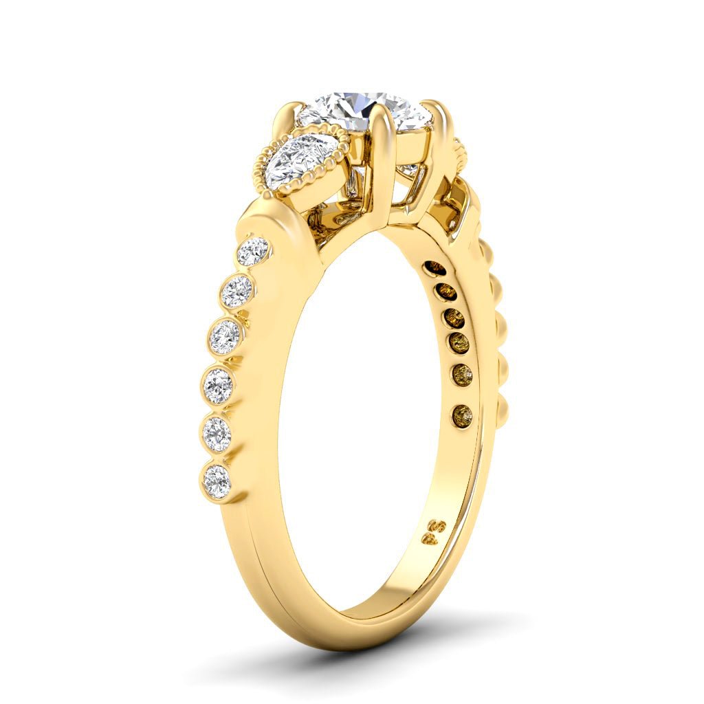 0.77 - 1.92 CT Pear & Round Cut Natural Diamonds - Engagement Ring - Primestyle.com