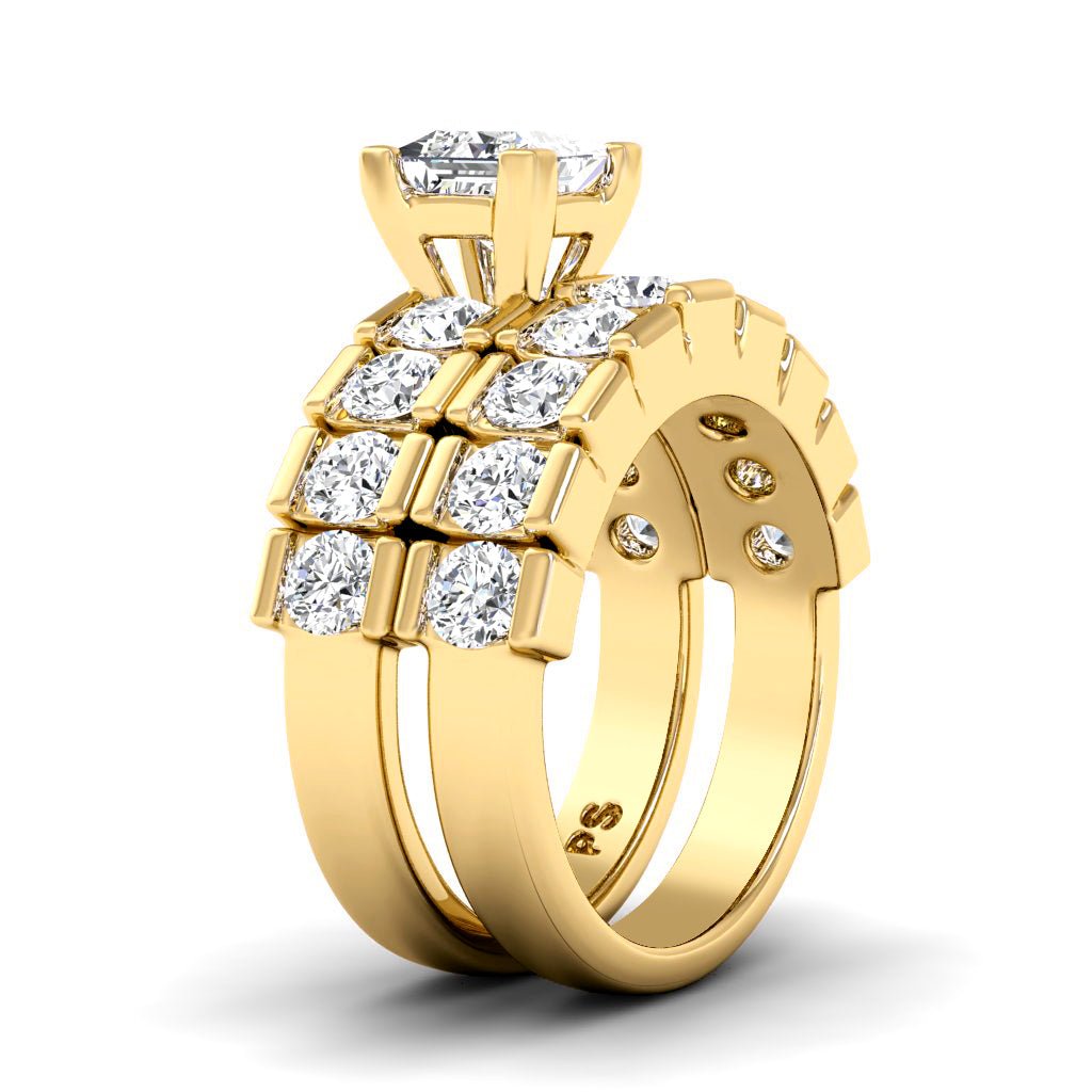 2.75-8.25 CT Princess & Round Cut Diamonds - Bridal Set