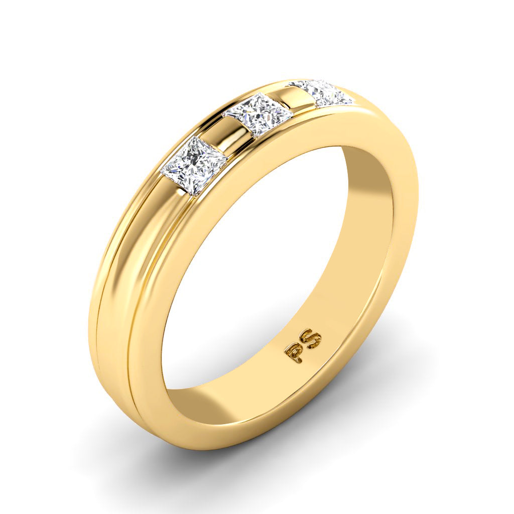 0.40 CT Princess Cut Diamonds - Mens Wedding Band