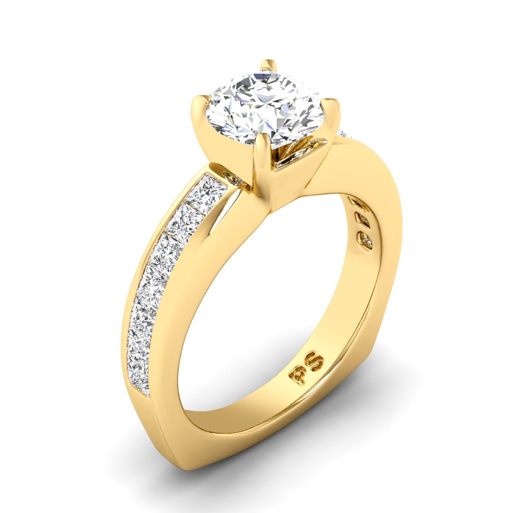 1.05-2.20 CT Princess & Round Cut Natural Diamonds - Engagement Ring