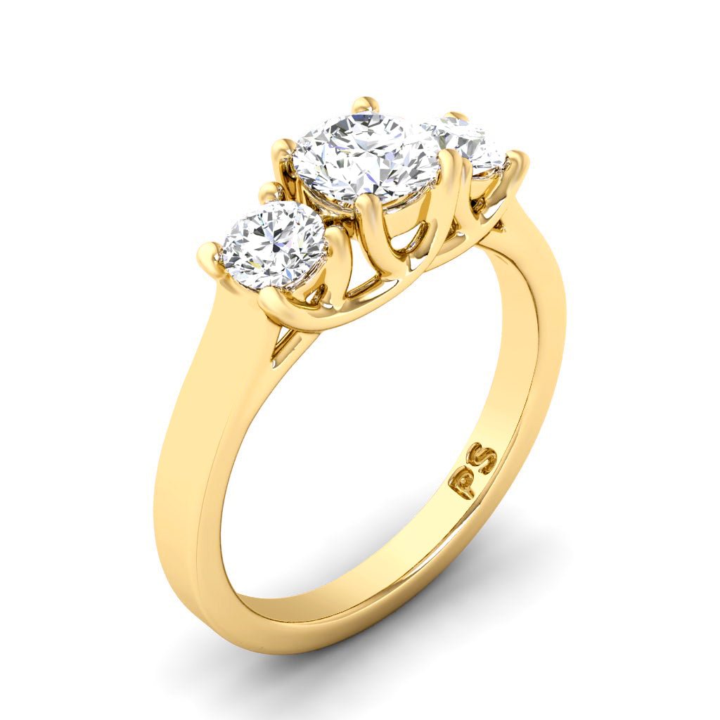 0.90 CT Round Cut Natural Diamonds - Three Stone Rings - Primestyle.com