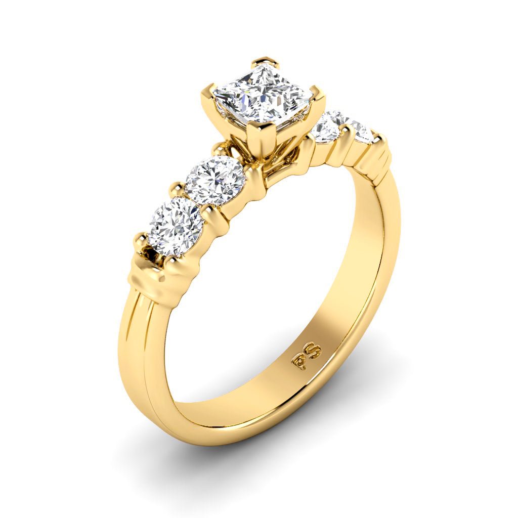 1.05-6.55 CT Princess & Round Cut Lab Grown Diamonds - Engagement Ring