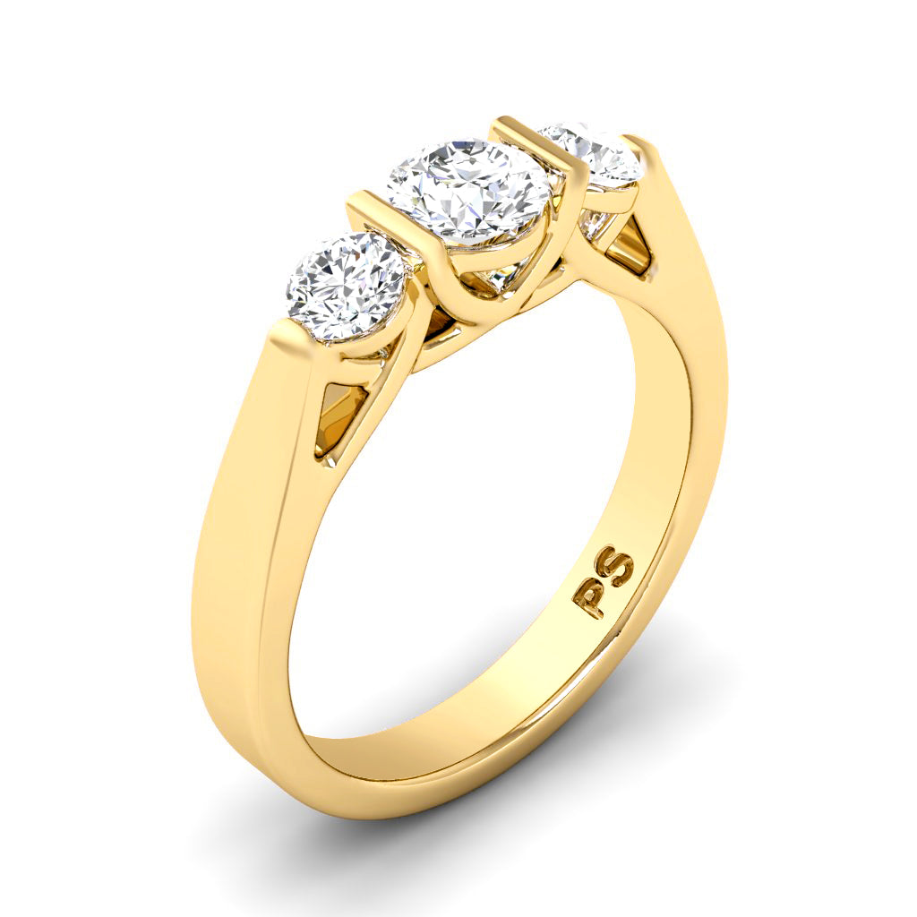 0.70 CT Round Cut Diamonds - Three Stone Ring