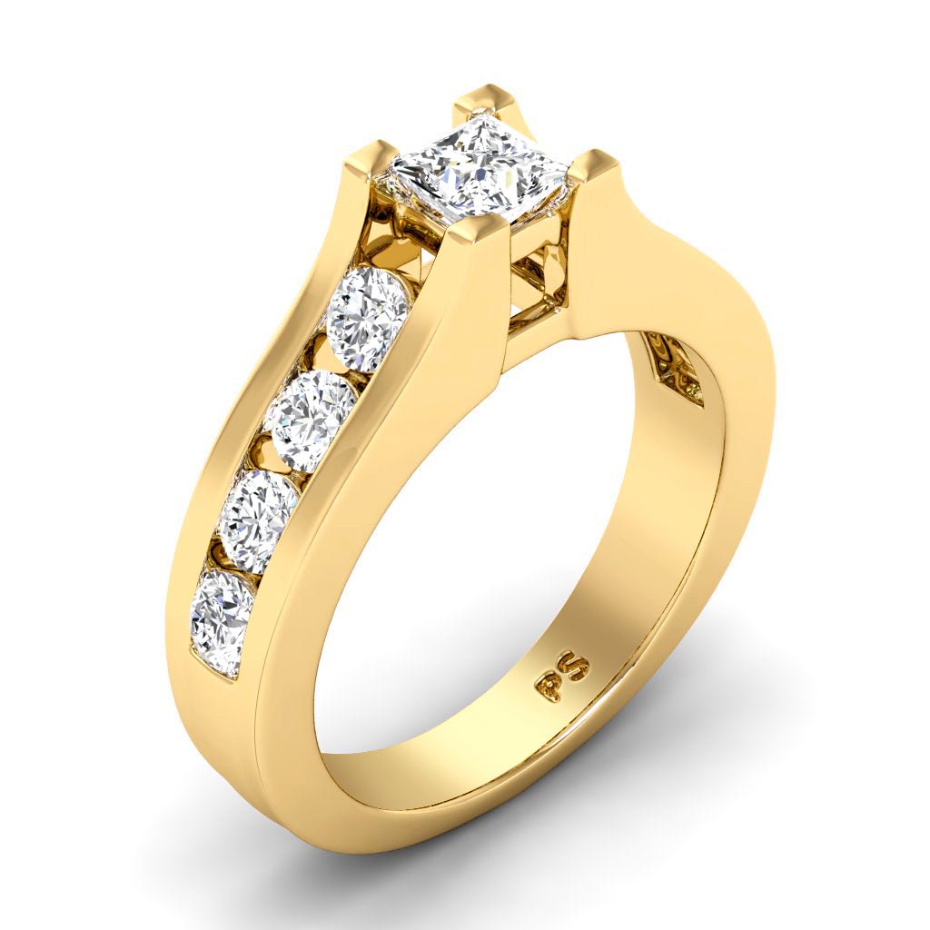 1.30-6.80 CT Princess & Round Cut Diamonds - Engagement Ring