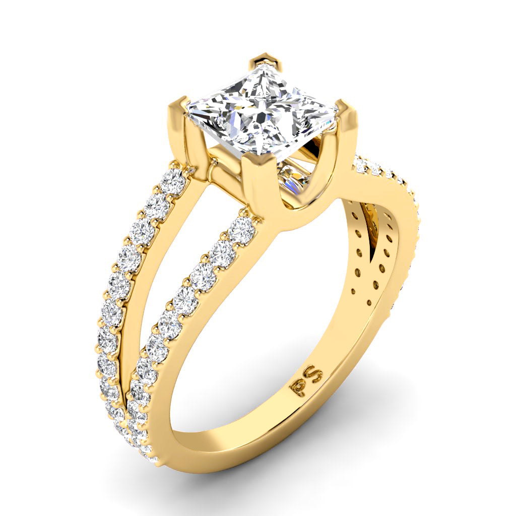 0.85-2.00 CT Princess & Round Cut Natural Diamonds - Engagement Ring