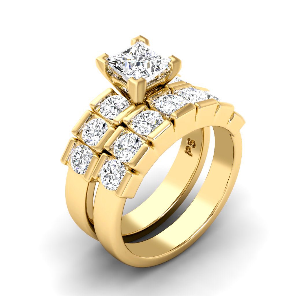 2.35-7.85 CT Princess & Round Cut Diamonds - Bridal Set