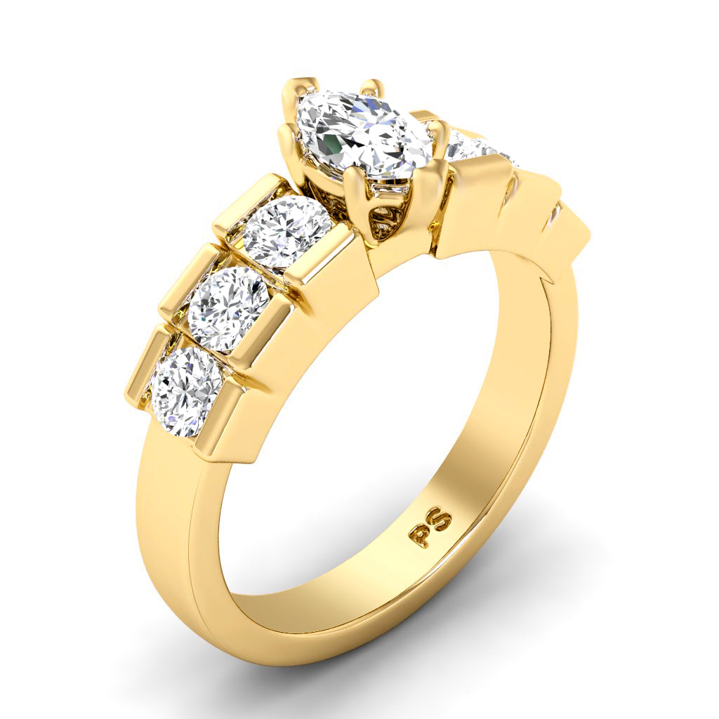1.35-3.85 CT Round & Marquise Cut Lab Grown Diamonds - Engagement Ring