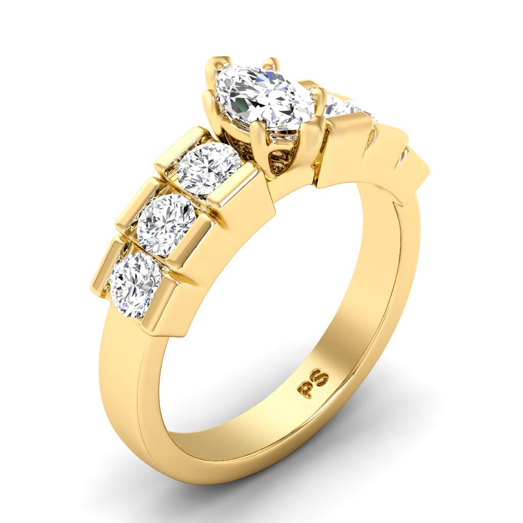 1.35 - 6.85 CT Marquise & Round Cut Diamonds - Engagement Ring - Primestyle.com