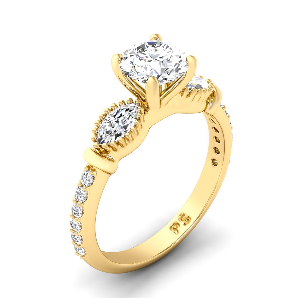0.80 - 1.95 CT Marquise & Round Cut Natural Diamonds - Engagement Ring - Primestyle.com