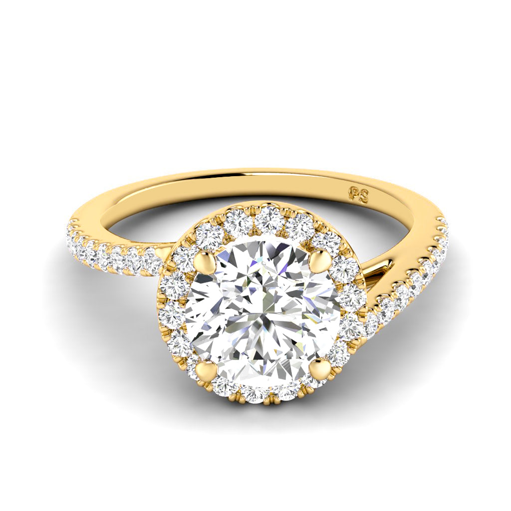 0.85-3.35 CT Round Cut Lab Grown Diamonds - Halo Ring