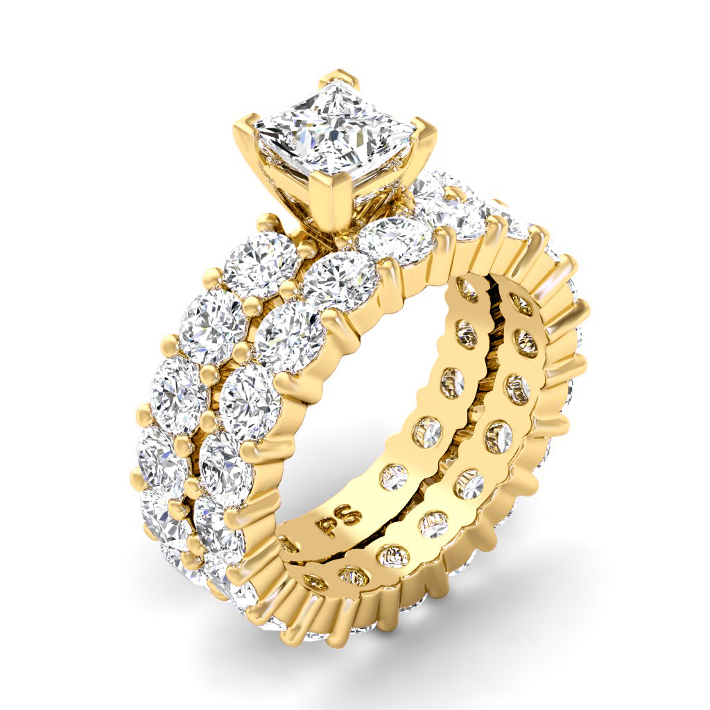5.65-6.80 CT Round & Princess Cut Diamonds - Bridal Set